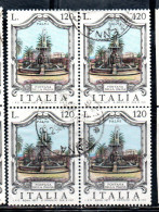 REPUBBLICA ITALY REPUBLIC 1977 LE FONTANE D'ITALIA FOUNTAINS PALMA PALMI QUARTINA BLOCK LIRE 120 USATO USED OBLITERE' - 1971-80: Used
