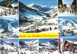 SAALBACH, SALZBURG, MULTIPLE VIEWS, ARCHITECTURE, SKI LIFT, SKI RESORT, MOUNTAIN, CHURCH, AUSTRIA, POSTCARD - Saalbach