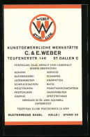 Vertreterkarte St. Gallen, Kunstgewerbliche Werkstätte C. & E. Weber, Teufenstr. 146  - Unclassified