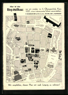 Vertreterkarte Leipzig, Stadtplan Vom Ring-Messhaus, P. Beiersdorf & Co. A.G., Umgebungskarte, Rückseite Das Messhaus  - Unclassified