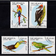 BB3724 Nicaragua 1981 Various Bird Parrots 4V CTO MNH - Nicaragua