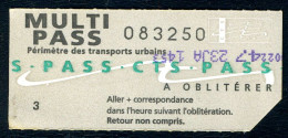 Ticket De La Compagnie Des Transports Strasbourgeois (CTS) - MULTI-PASS - Europe