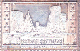 France Reproduction Poinçon Timbre 10F Port De La Rochelle 12 Grs Le Médailler Franklin Métal Argenté - Other & Unclassified