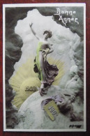 Cpa Bonne Année - Femme - Soleil - 1908 - Nouvel An