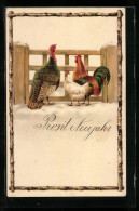 AK Hahn, Huhn Und Truthahn, Neujahrsgruss  - Birds