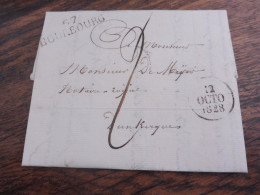 MARQUE   57   BOURBOURG  TAXEE 2 DU 12  OCTOBRE 1828  POUR  DUNKERQUE - 1801-1848: Précurseurs XIX