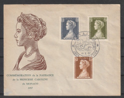 Monaco: 1957, Blankobrief In MiF, Mi. Nr. 569/71, Geburt Von Prinzessin Caroline.  ESoStpl. MONACO - FDC