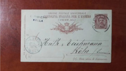 * ITALY > 1890 POSTAL HISTORY > 10c Stationary Card From Biella To Koln, Germany - Other & Unclassified