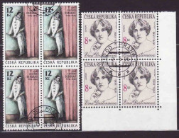 Czech Republic 1996, Four Block, Viererblock, Jean Gaspard Deburau, Ema Destinnová, Europa, Used, CTO - Used Stamps