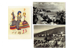 Lot 3 Cpm - CROATIE - Opatija - Vladimir Kirin Danses Croates - Folklore - Vue Générale - Monument - Croatia