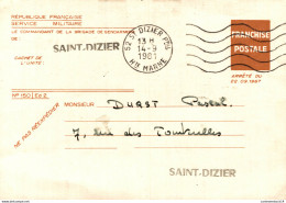 NÂ°37081 Z -cachet Manuel De Saint Dizier Sur Entier Postal Franchise Postale - Cachets Manuels