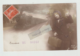 CPA - 49 - BAUGE (Maine Et Loire) - SOUVENIR De BAUGE, Arrivée Du TRAIN En GARE Voy En 1914 - CARTE RARE -cpa - Other & Unclassified