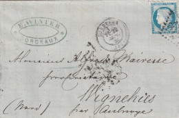 Lettre De Bordeaux à Wignehies LSC - 1849-1876: Période Classique