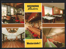 AK Westerstede, Gasthaus Rosenkrug Lindern, Gaststube, Speisesaal, Barbereich, Kegelbahn  - Westerstede