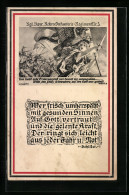 Künstler-AK Kgl. Bayr. Reserve-Infanterie-Regiment Nr. 5, Germania Führt Die Soldaten  - Régiments