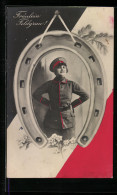 AK Fräulein Feldgrau In Uniform Unter Einem Hufeisen  - Guerra 1914-18