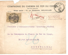 TP 53 S/L. Compagnie C.F. Du Congo Expédié En Recommandé Obl. Matadi 19/8/1913 > BXL C.d'arrivée - Cartas & Documentos