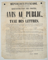 1848, Extraordinaire Archive De 2 Affiches De L'Administration - 1849-1876: Période Classique