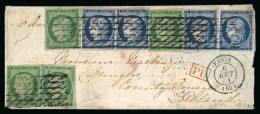 1851, Y&T N°2(*4un) Et 4a(*3un) Lettre En Double Port De Paris - 1849-1876: Période Classique