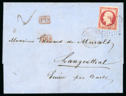 1858, Lettre En Double Port à Destination De Langenthal (Suisse) - 1849-1876: Klassieke Periode