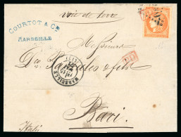 1870 France 40C Emission De Bordeaux Obl. PD Rouge Pour Bari - 1849-1876: Periodo Classico