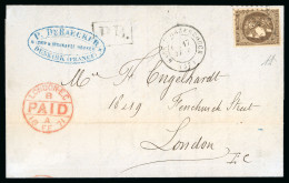 1871 France Lettre De Dunkirk Gare De La Zeebrouck Pour Londres, Bordeaux 30c - 1849-1876: Classic Period