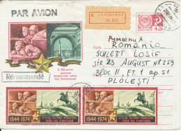 USSR Registered Uprated Postal Stationery Cover Sent To Romania 3-2-1974 - Lettres & Documents