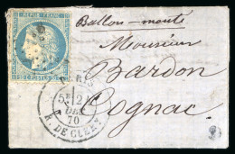 1870 Paris 20c On Very Small Ballon Monté Cover Sent From Paris - Guerre De 1870