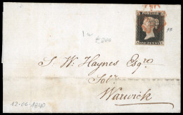 1840-1869 Small Group Of Classic UK Letters (6), Including Very Fine Entire With Wide-margined 1d Black - Covers & Documents