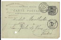 85  La Roche Sur Yon - Carte Precurseur  -  Cachet 9 Juillet 1897 - La Roche Sur Yon Et Poitiers Epicerie Saint Hilaire- - La Roche Sur Yon