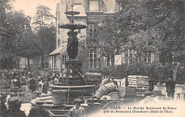 CAEN (Calvados) - Le Marché Bld St-Pierre Près Restaurant Chandivert - Fontaine, Cachet 36e R.I. - Voyagé 1916 (2 Scans) - Caen