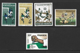 Rwanda 1966 Youth Sports Soccer 10c & 40c Singles , 1972 Munich Single, 1986 World Cup Single + One Other MNH - Neufs