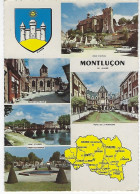 03 - MONTLUCON - Multivues Et Carte Contour Geographique ALLIER - Montlucon