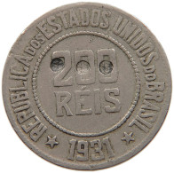 BRAZIL 200 REIS 1931 COUNTERMARKS #s106 0437 - Brasile