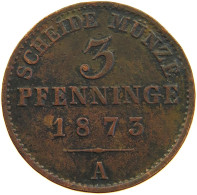 GERMAN STATES 3 PFENNIG 1873 A BRANDENBURG PREUSSEN #s112 0095 - Piccole Monete & Altre Suddivisioni