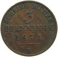 GERMAN STATES 3 PFENNIG 1871 B BRANDENBURG PREUSSEN #s112 0063 - Small Coins & Other Subdivisions