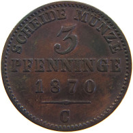 GERMAN STATES 3 PFENNIG 1870 C BRANDENBURG PREUSSEN #s112 0317 - Small Coins & Other Subdivisions