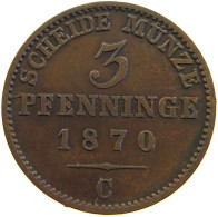 GERMAN STATES 3 PFENNIG 1870 C BRANDENBURG PREUSSEN #s112 0305 - Piccole Monete & Altre Suddivisioni