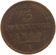 GERMAN STATES 3 PFENNIG 1869 A BRANDENBURG PREUSSEN #s112 0031 - Kleine Munten & Andere Onderverdelingen