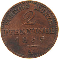 GERMAN STATES 2 PFENNIG 1855 A BRANDENBURG PREUSSEN #s112 0451 - Groschen & Andere Kleinmünzen