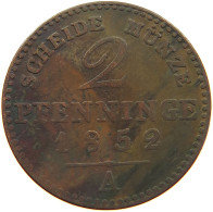 GERMAN STATES 2 PFENNIG 1852 A BRANDENBURG PREUSSEN #s112 0487 - Groschen & Andere Kleinmünzen