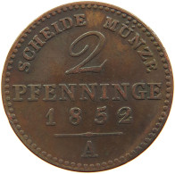 GERMAN STATES 2 PFENNIG 1852 A BRANDENBURG PREUSSEN #s112 0425 - Groschen & Andere Kleinmünzen