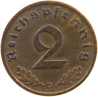 GERMANY 2 REICHSPFENNIG 1939 D #s109 0827 - 2 Reichspfennig