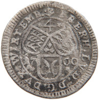 GERMAN STATES WÜRTTEMBERG 4 KREUZER 1700 Eberhard Ludwig 1693-1733 #t036 0465 - Groschen & Andere Kleinmünzen