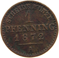 GERMAN STATES PFENNIG 1872 A BRANDENBURG PREUSSEN #s113 0173 - Groschen & Andere Kleinmünzen