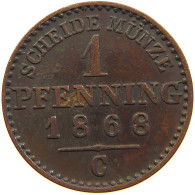 GERMAN STATES PFENNIG 1868 C BRANDENBURG PREUSSEN #s113 0129 - Groschen & Andere Kleinmünzen