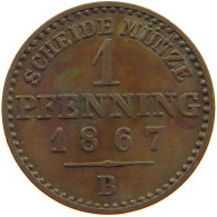 GERMAN STATES PFENNIG 1867 B BRANDENBURG PREUSSEN #s113 0195 - Petites Monnaies & Autres Subdivisions