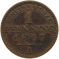 GERMAN STATES PFENNIG 1867 A BRANDENBURG PREUSSEN #s113 0181 - Petites Monnaies & Autres Subdivisions