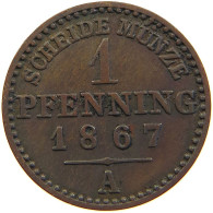 GERMAN STATES PFENNIG 1867 A BRANDENBURG PREUSSEN #s113 0221 - Petites Monnaies & Autres Subdivisions