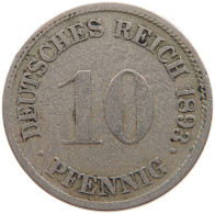 GERMANY EMPIRE 10 PFENNIG 1893 G #s107 0813 - 10 Pfennig